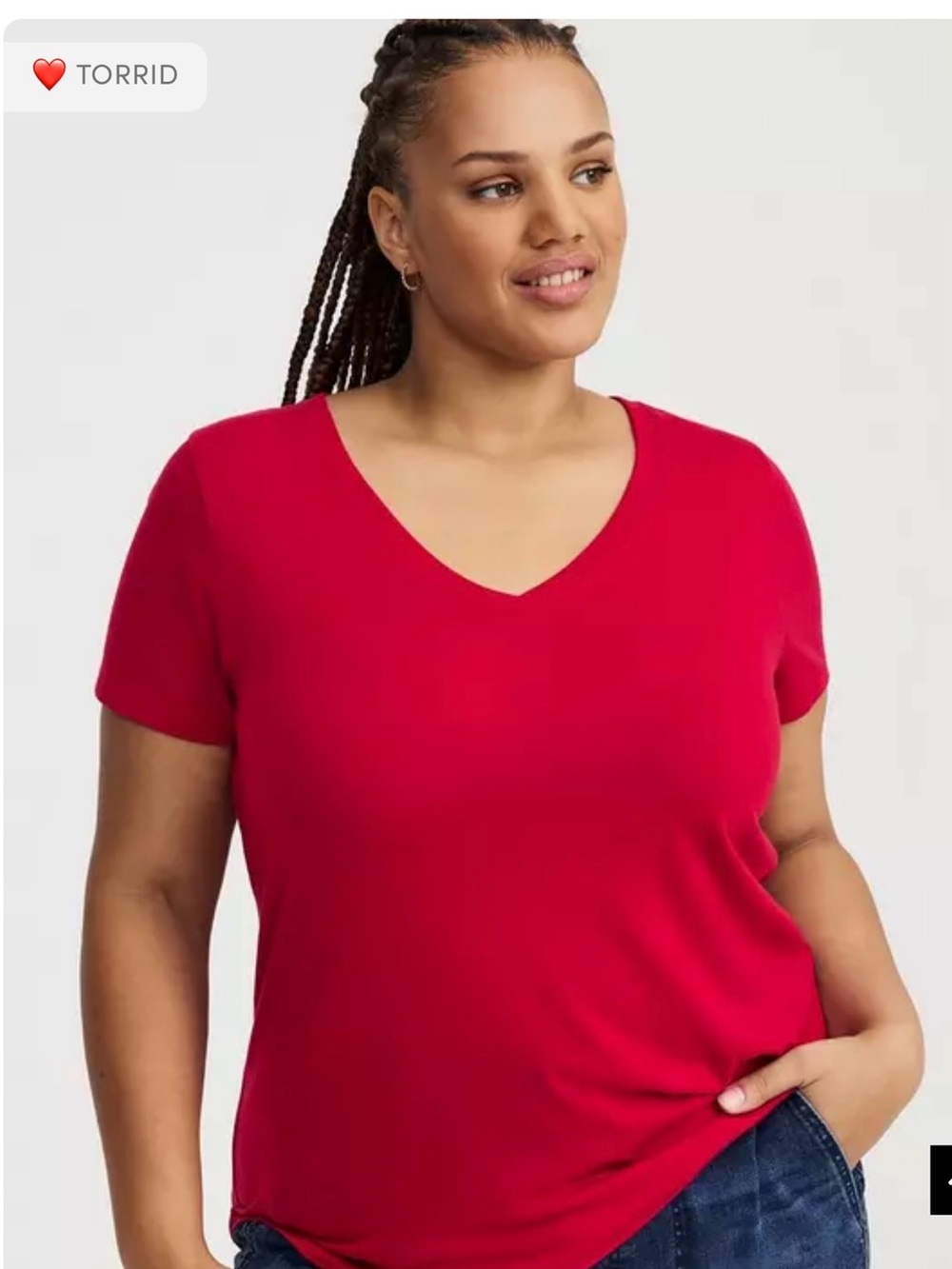 NWT-torrid Classic V-Neck Short Sleeve Tee in Bright Red